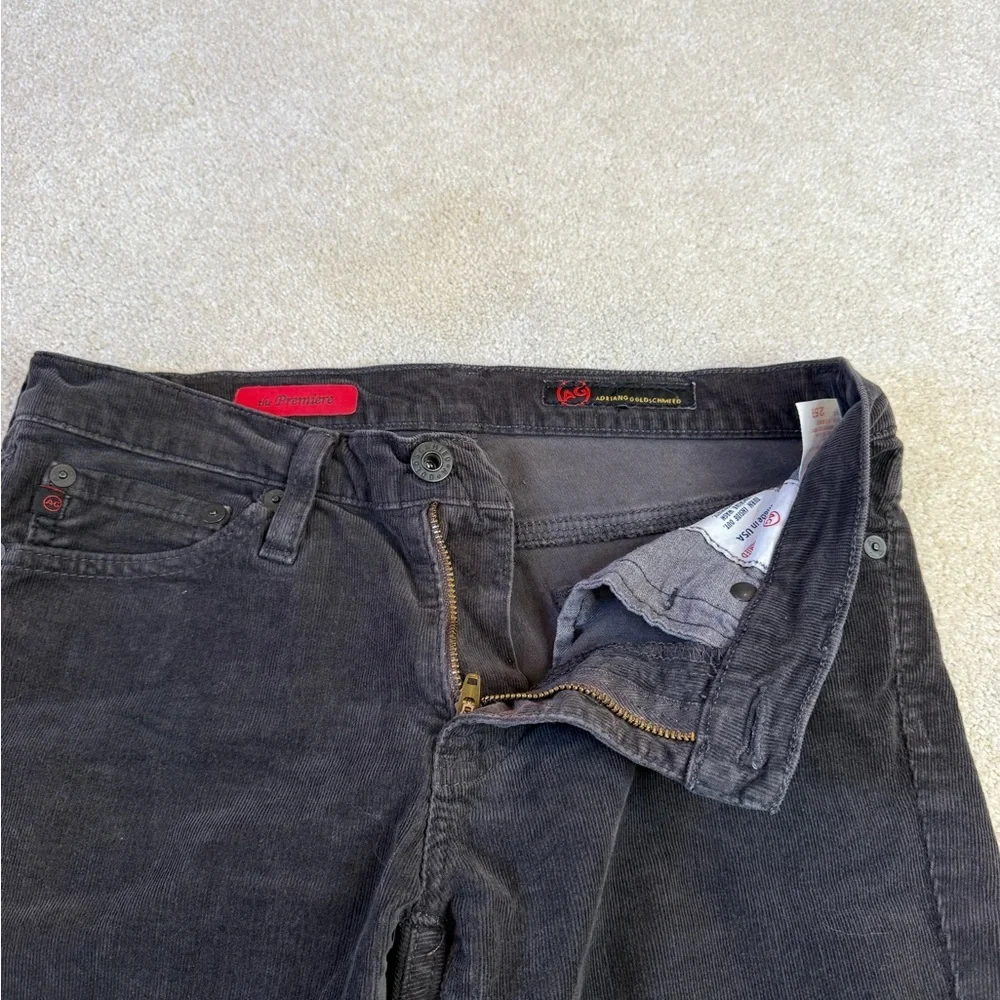 AG Adriano Goldschmied Black Charcoal Velvet Corduroy Straight Leg Pants Size 25 - Picture 3 of 16